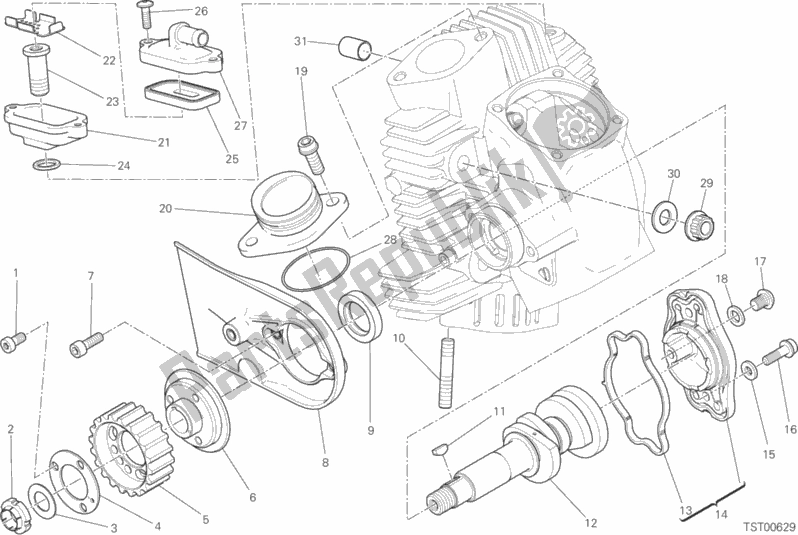 Alle onderdelen voor de Horizontaal Hoofdtimingsysteem van de Ducati Scrambler Desert Sled 803 2019